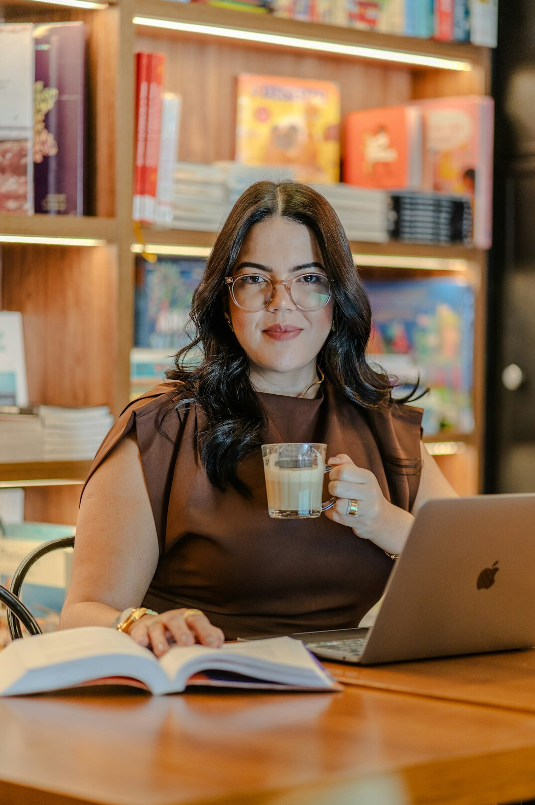 woman reading book