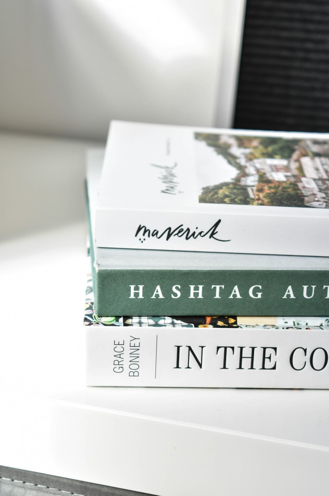 modern mystery book stack